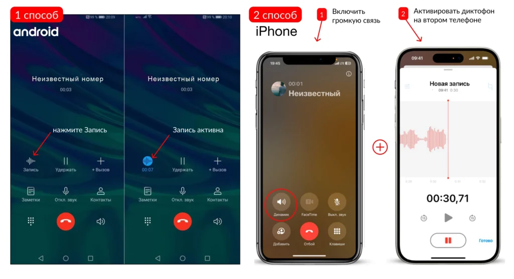 Запись телефонных разговоров как доказательство (Android и iPhone) Запись разговора на Android и iPhone: инструкция для защиты от шантажа и угроз при сливе фото