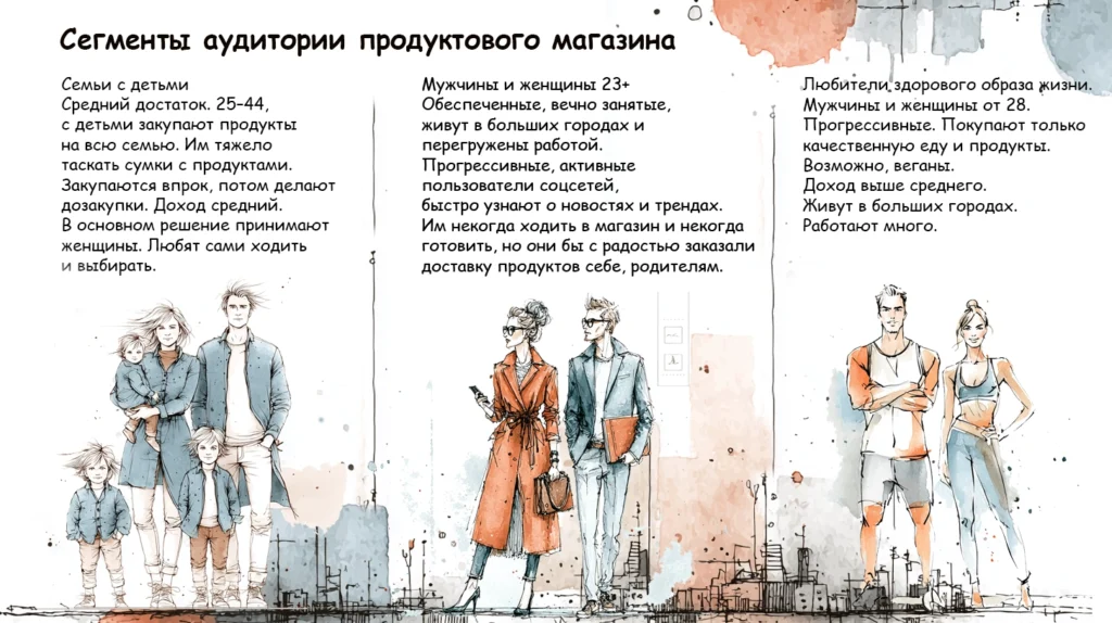 Сегментирование помогает адаптировать ассортимент и маркетинговые усилия под нужды каждой группы Сегментирование как часть анализа ЦА: сегменты аудитории продуктового магазина