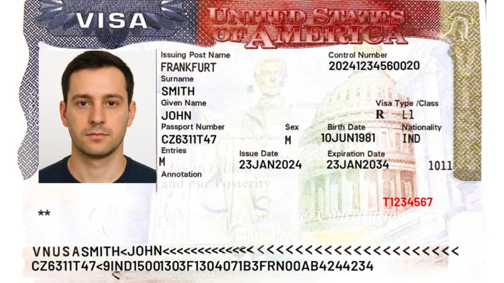 Пример бизнес-визы L-1 Виза L-1 США для руководителей и специалистов международных компаний