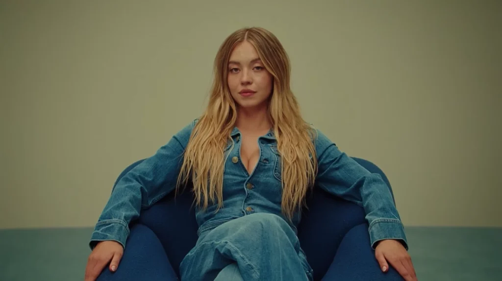 Актриса в джинсовом костюме в рекламе American Eagle