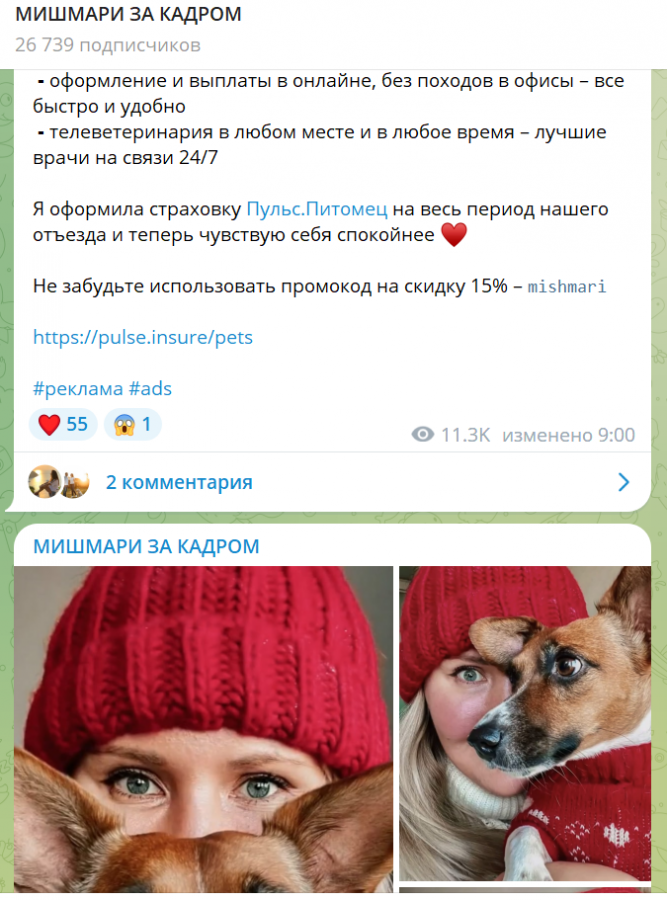 Рекламный пост Мишмари за кадром