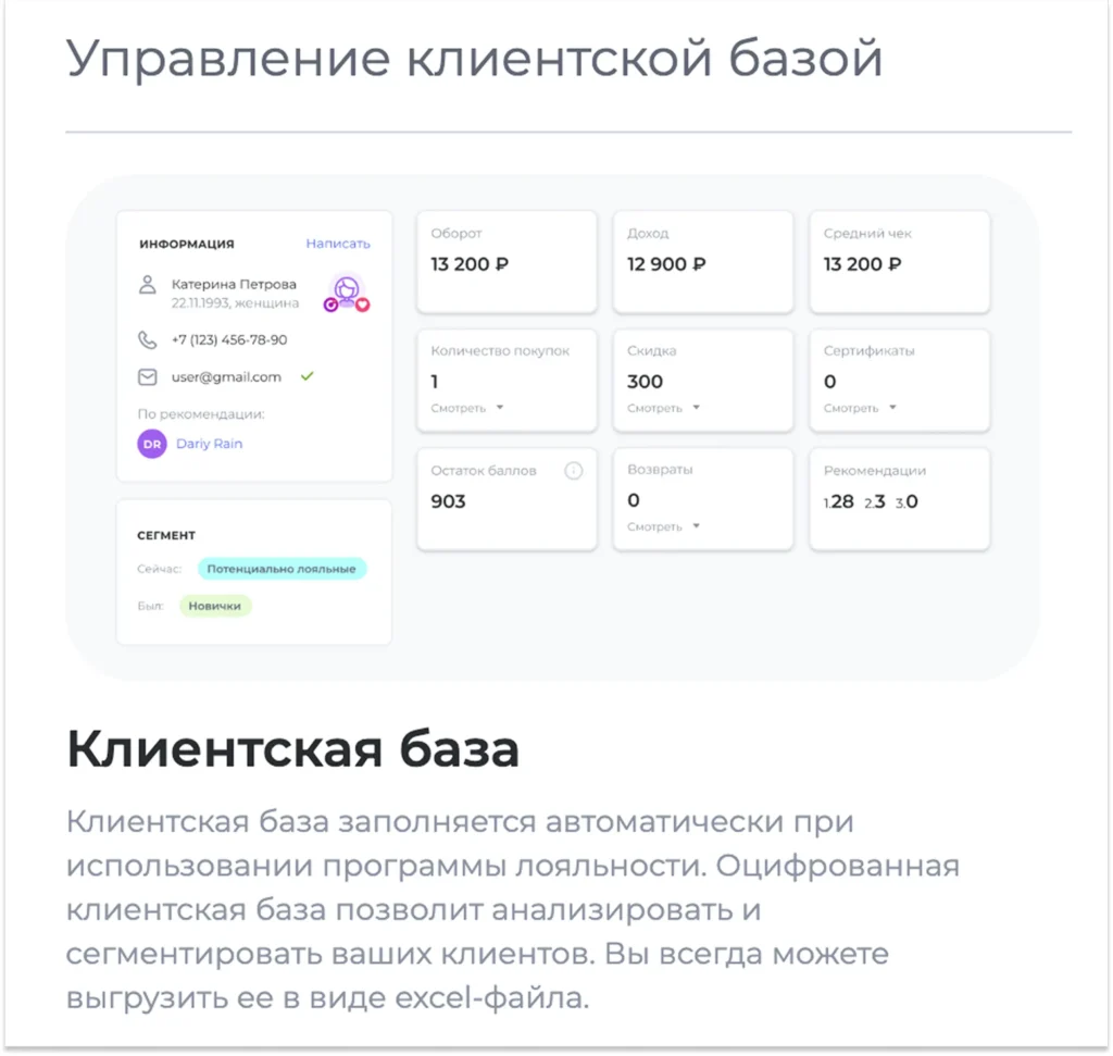 UDS Business: управление клиентской базой и карточка клиента с данными покупок