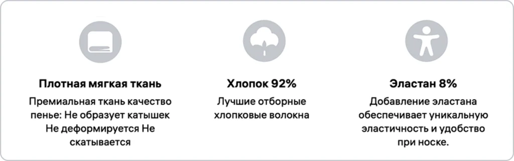 Бренд подчеркивает, что ткань комфортная и качественная, усиливая доверие к товару Информация о качестве товара