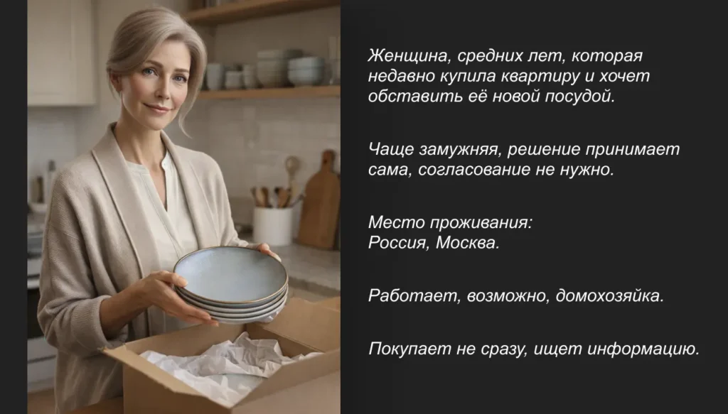 Первичный портрет сегмента магазина посуды